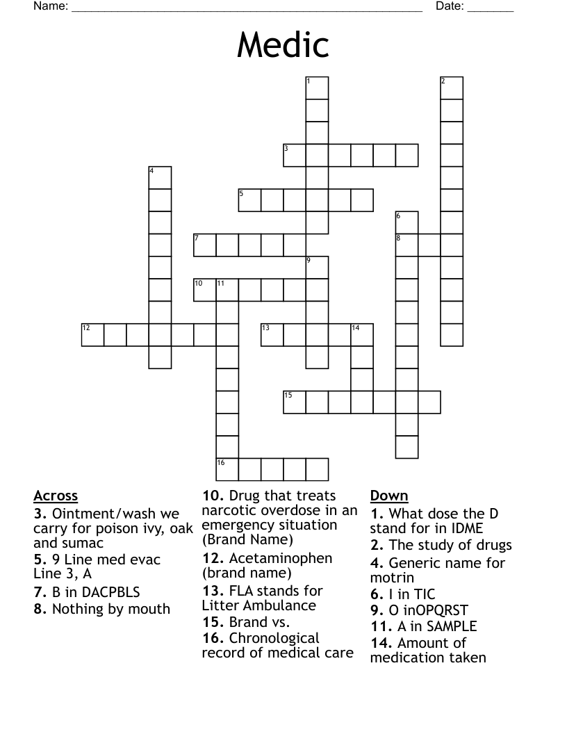 Medic  Crossword