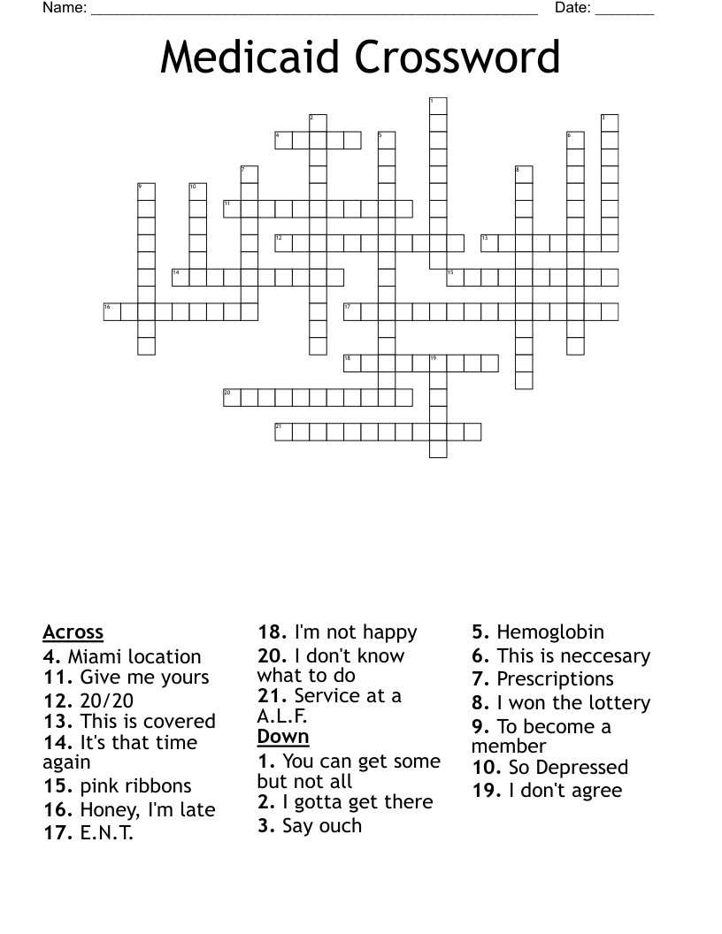 Medicaid Crossword
