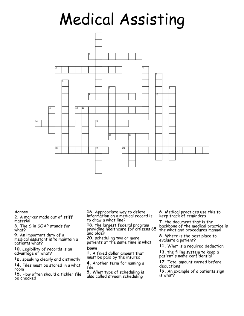 Medical Assisting  Crossword