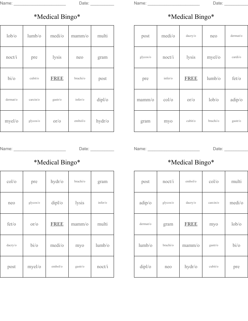 *Medical Bingo*