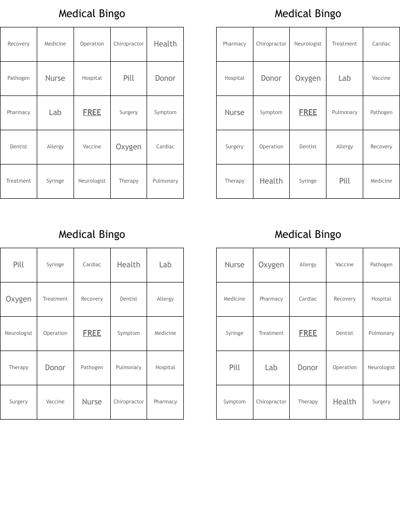 Medical Bingo 