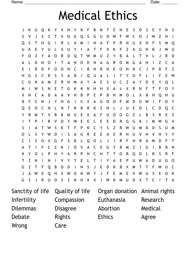 Medical Ethics Word Search