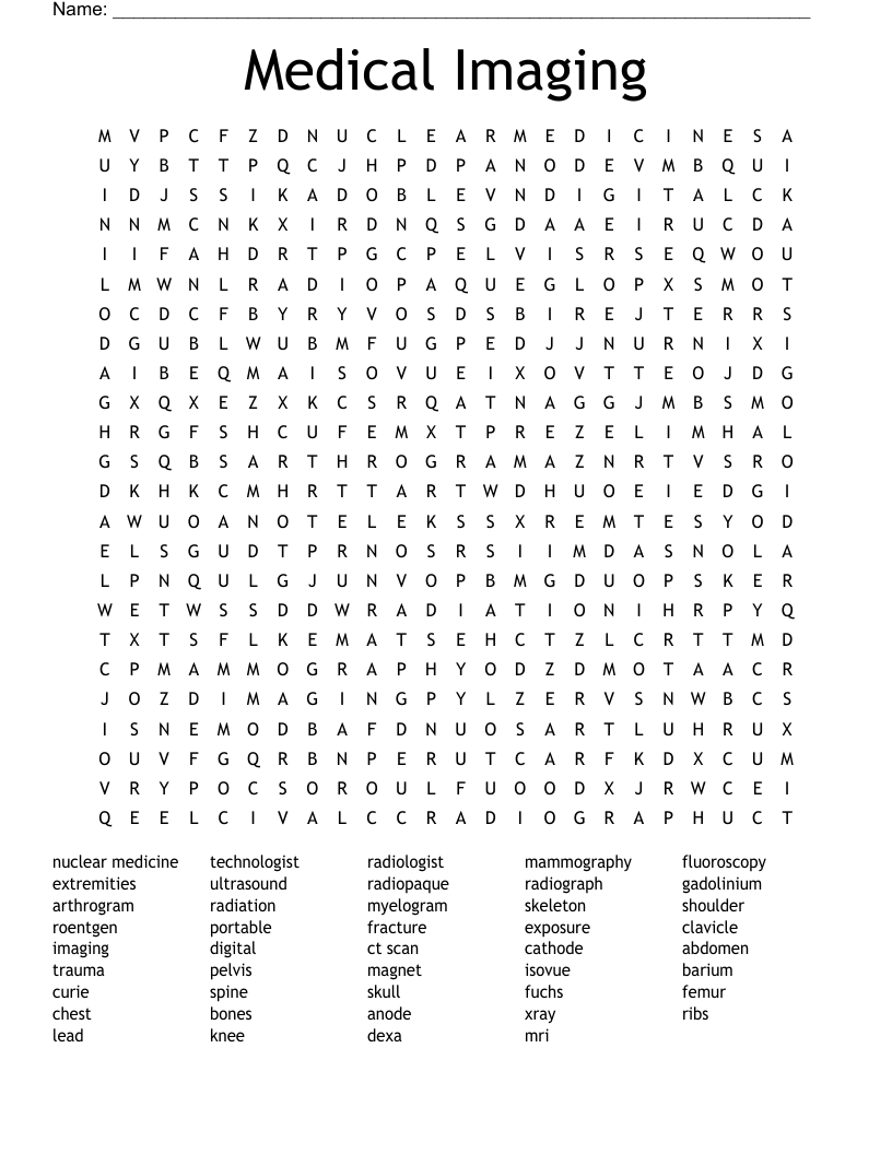 Medical Imaging Word Search