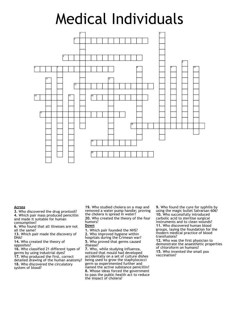 Medical Individuals Crossword