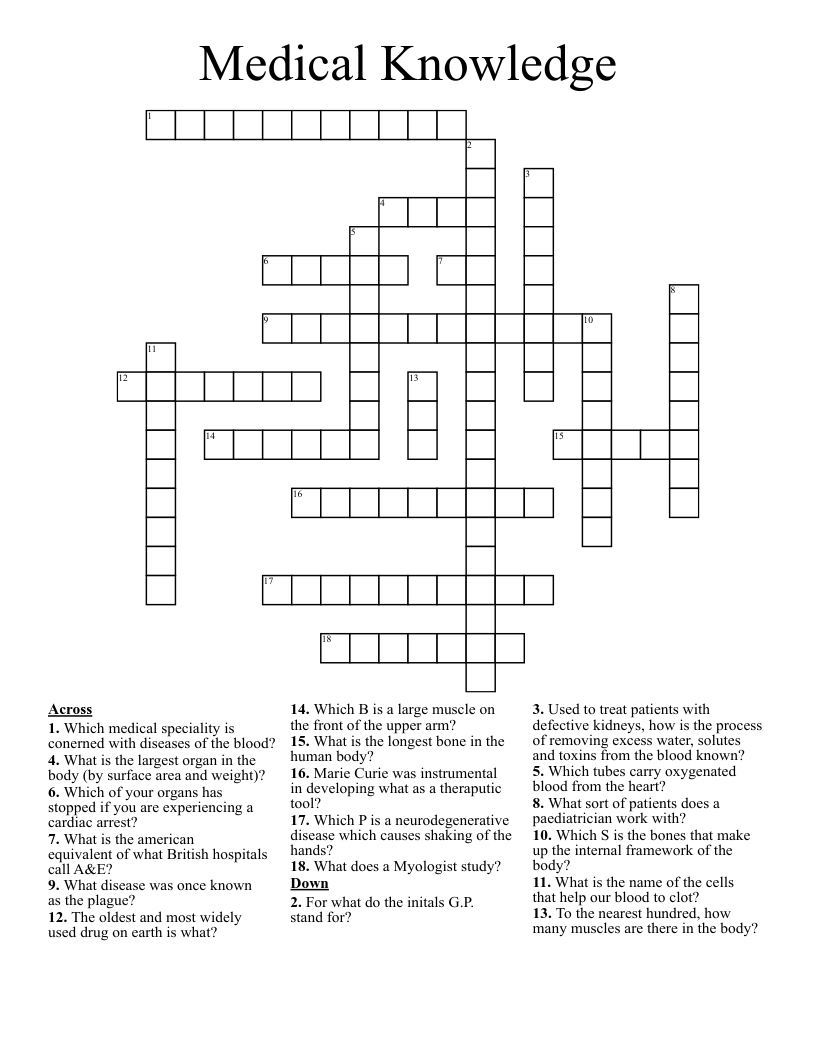 Medical Knowledge Crossword