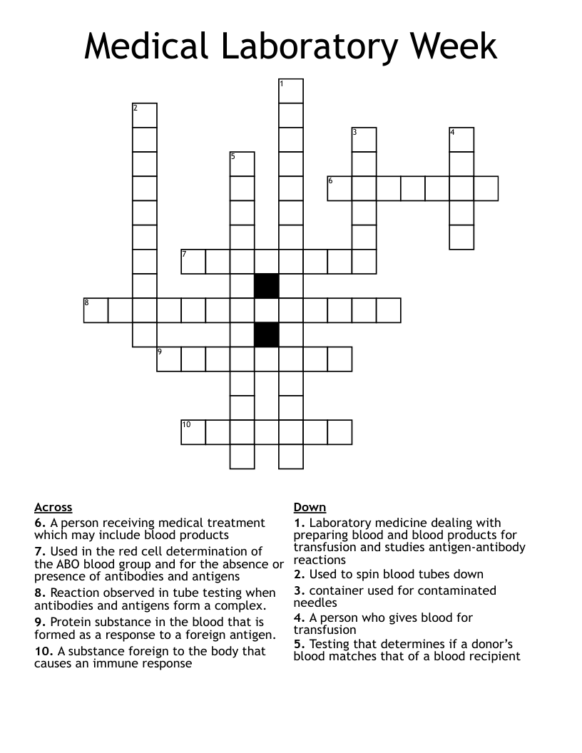 Medical Laboratory Week Crossword