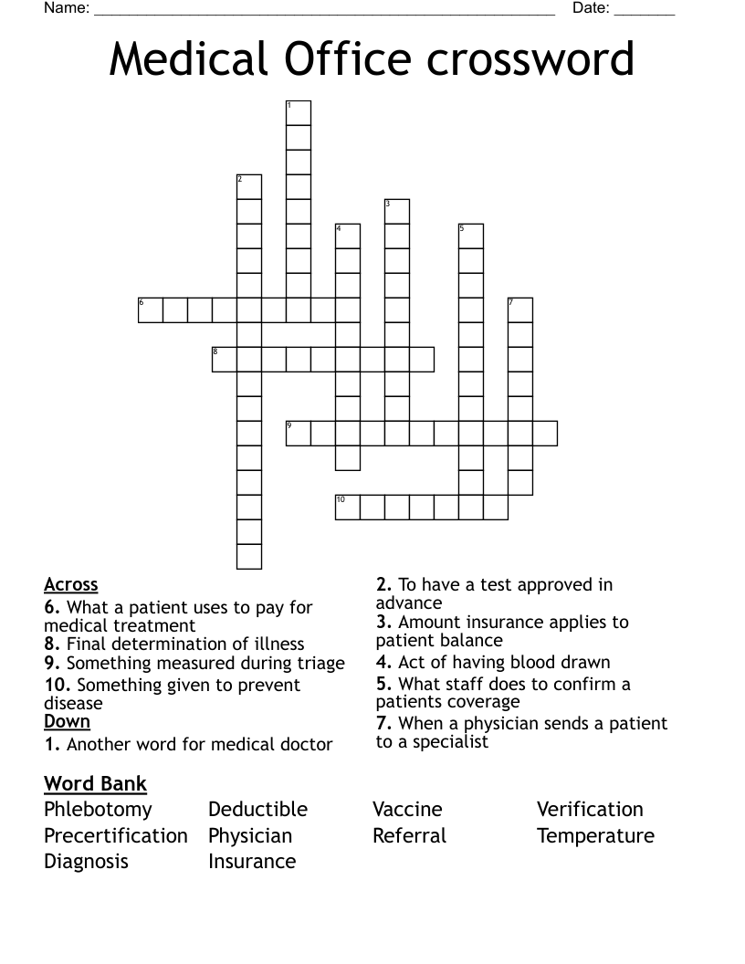 Medical Office crossword