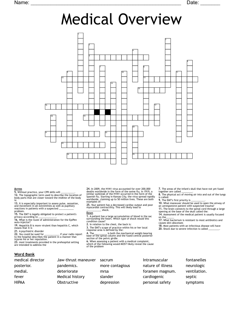 Medical Overview Crossword