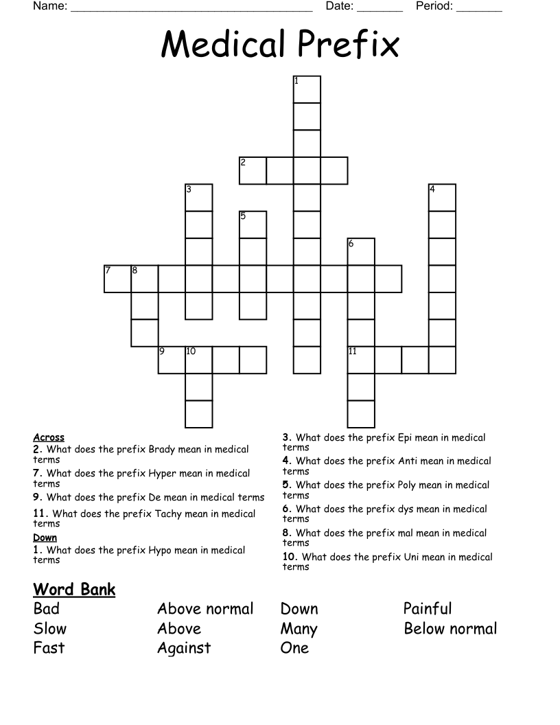 Medical Prefix Crossword