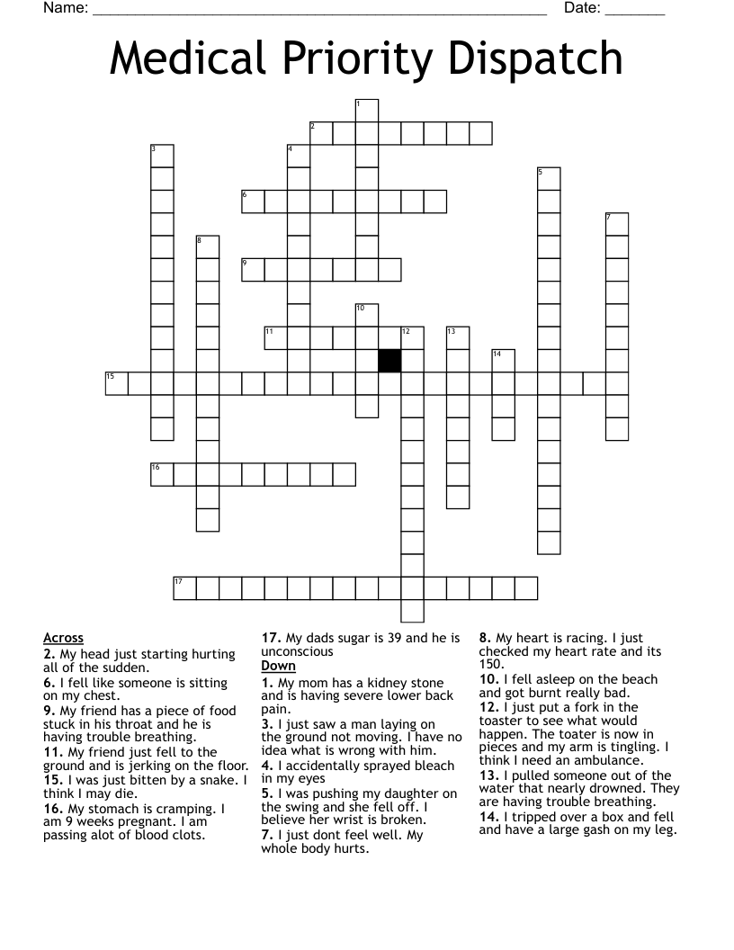 Medical Priority Dispatch Crossword
