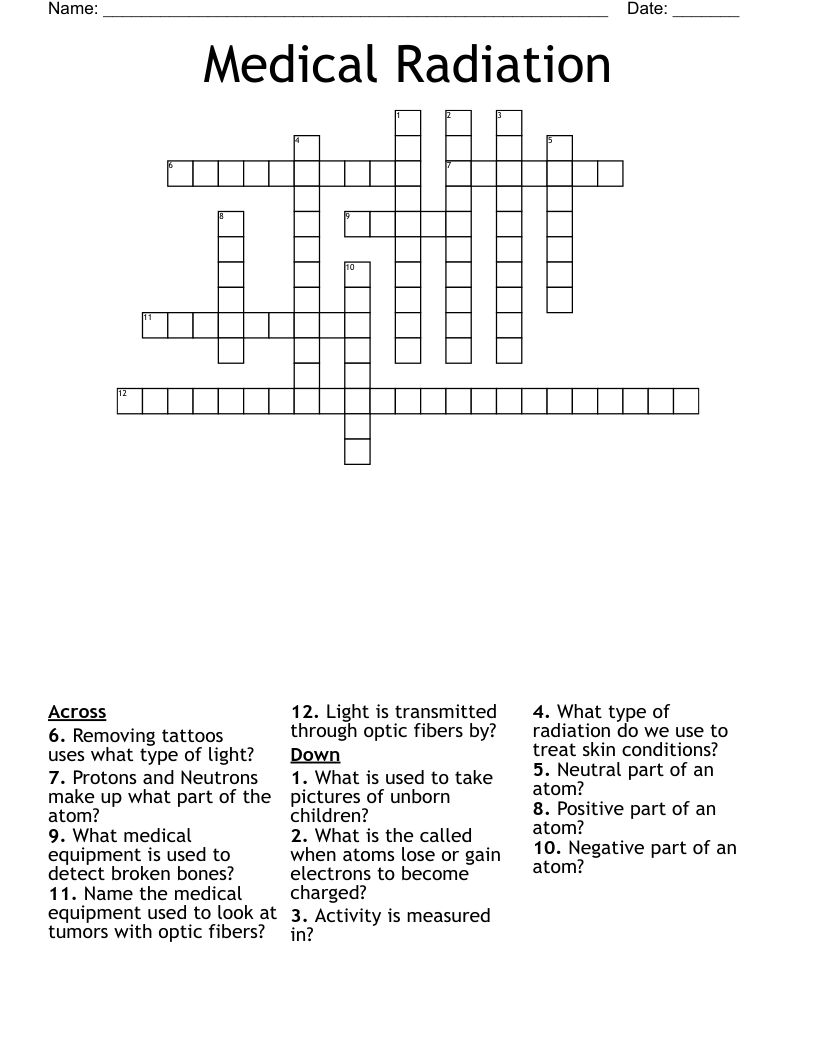 Medical Radiation Crossword