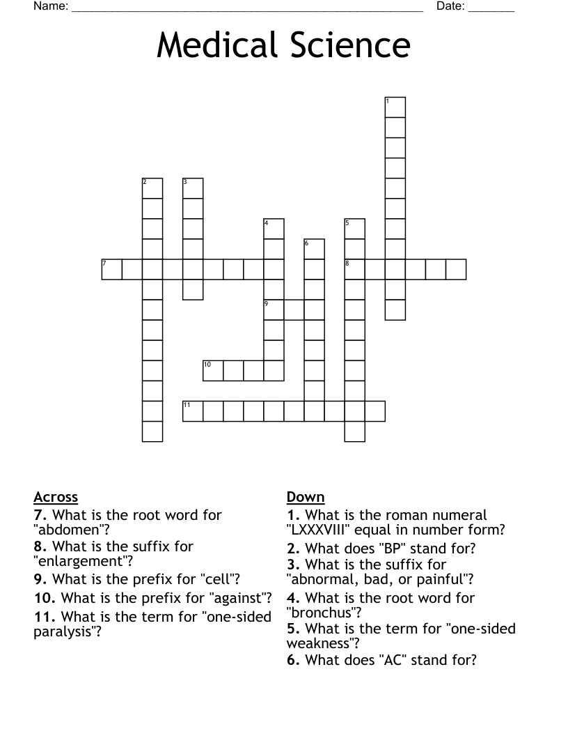 Medical Science Crossword