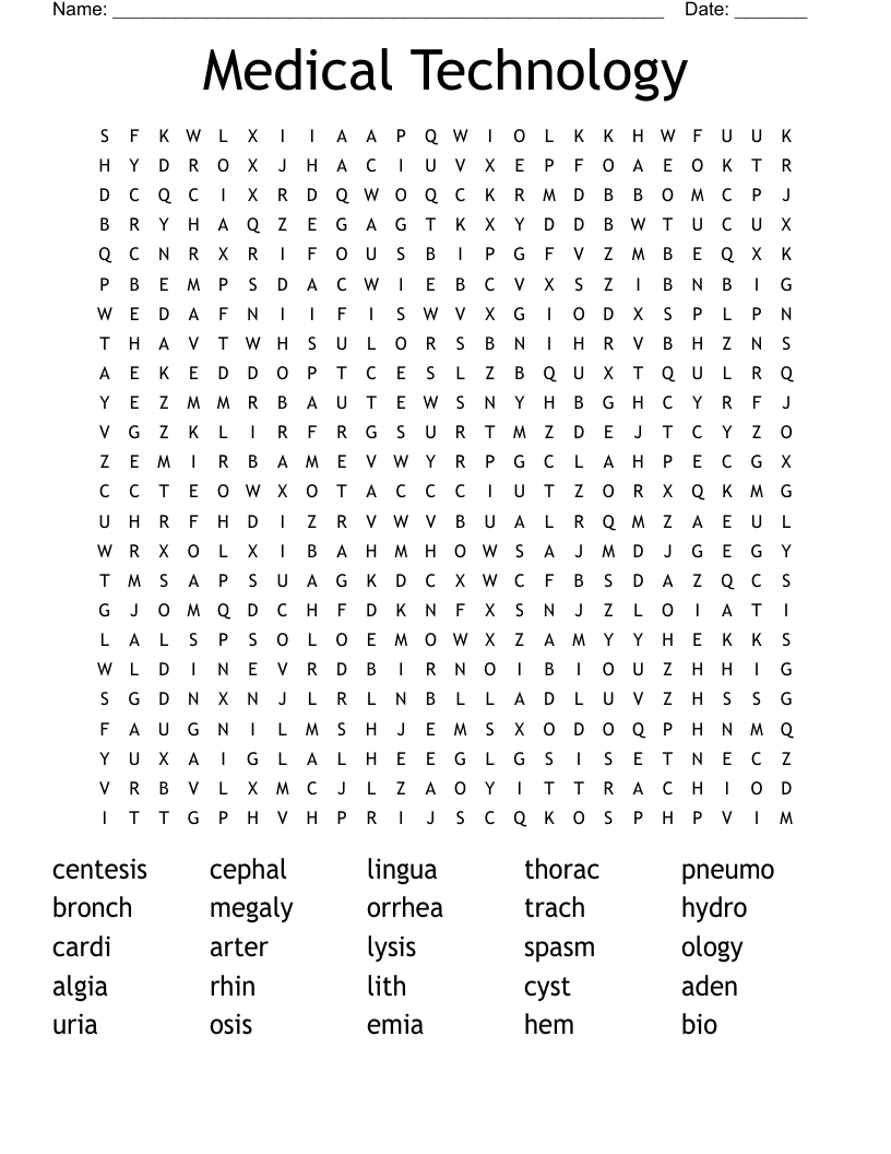 Medical Technology Word Search