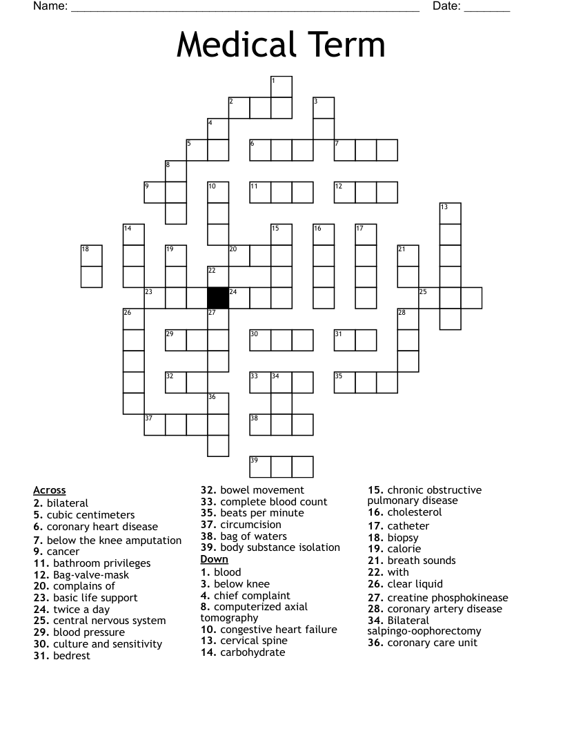 Medical Term Crossword