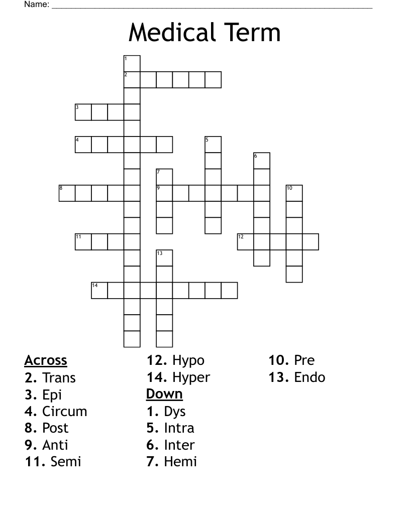 Medical Term Crossword