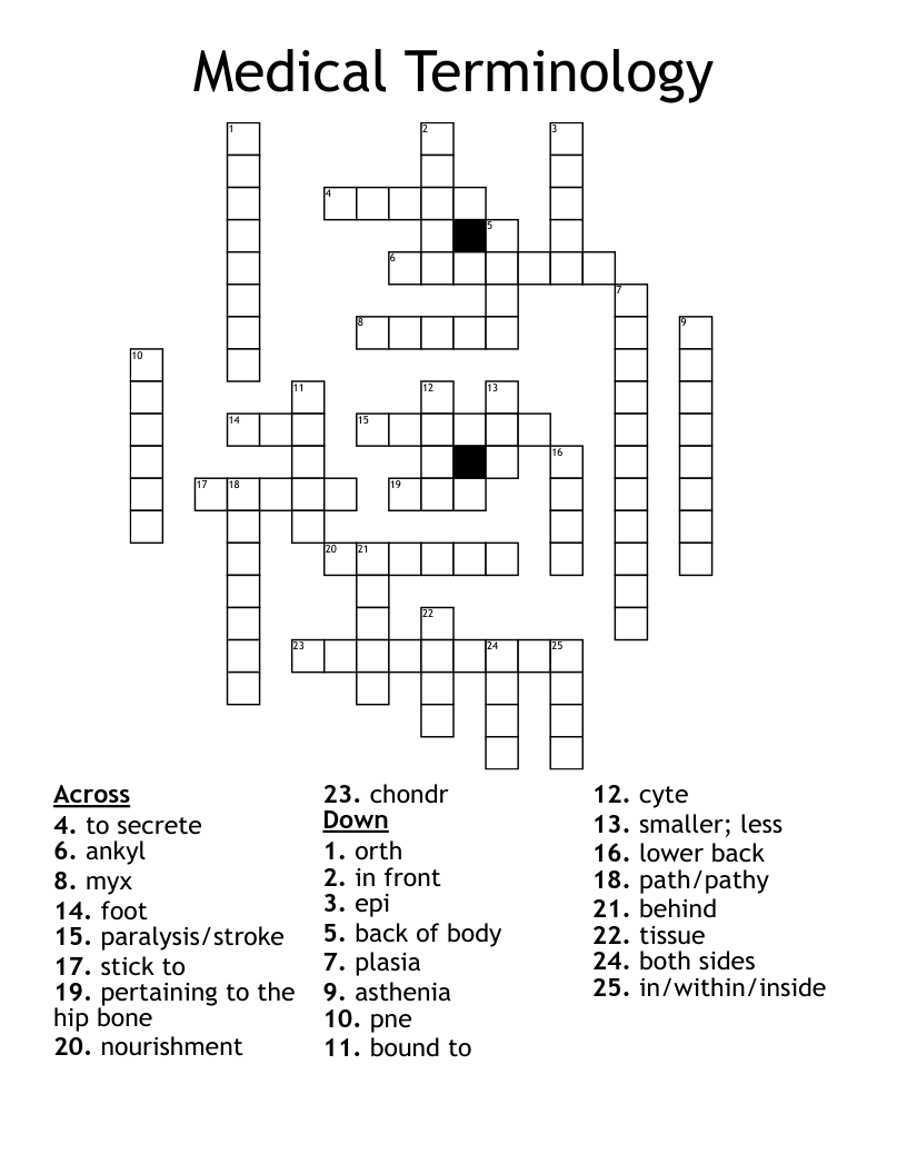Medical Terminology Crossword
