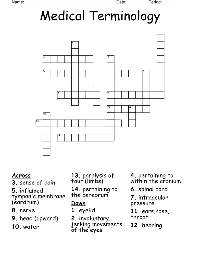 Medical Terminology Crossword