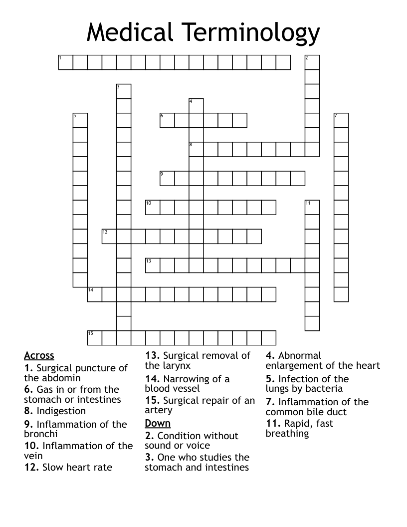 Medical Terminology Crossword