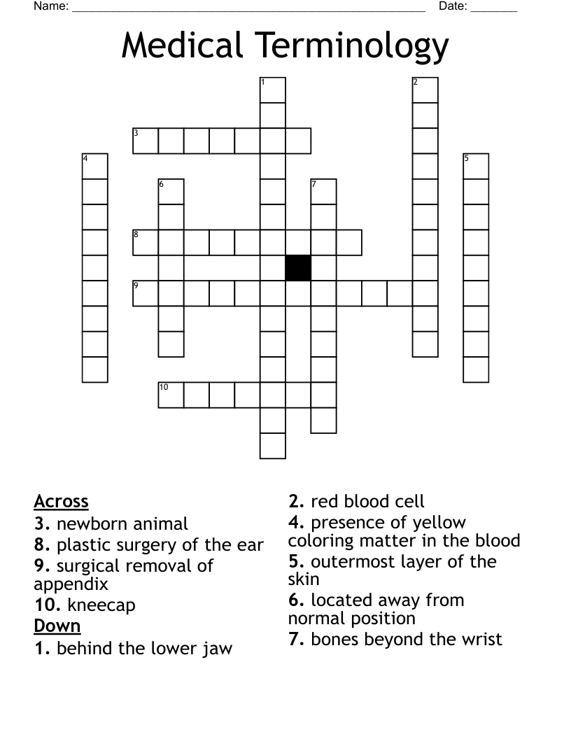Medical Terminology Crossword