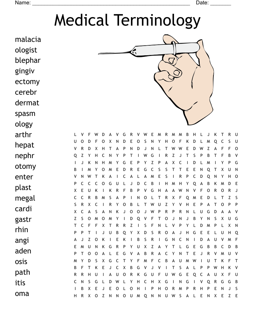 Medical Terminology Word Search