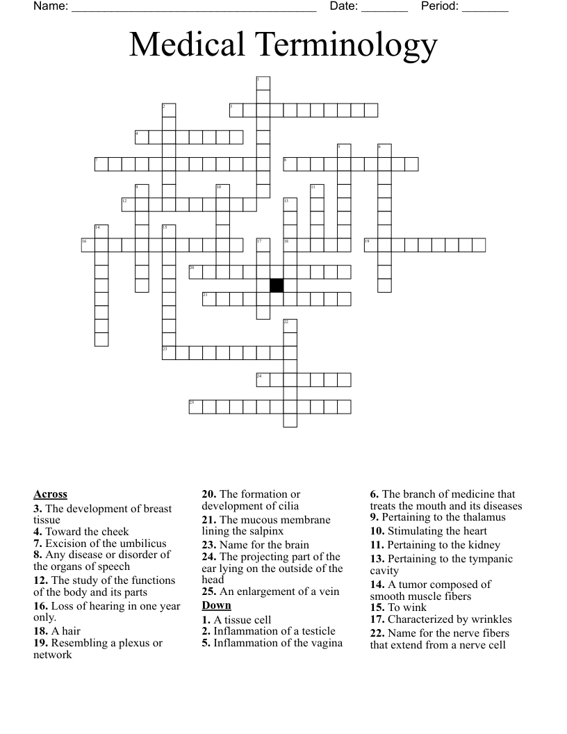 Medical Terminology Crossword