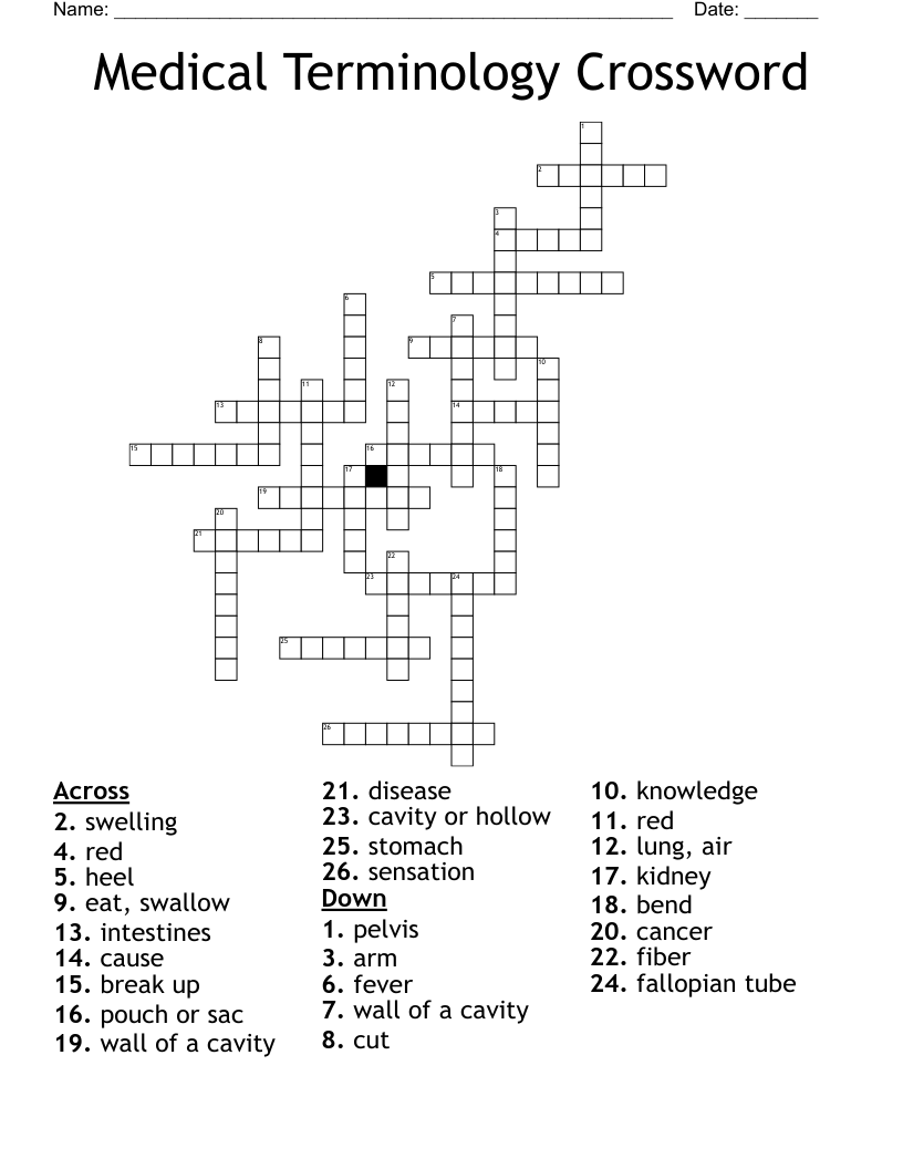Medical Terminology Crossword