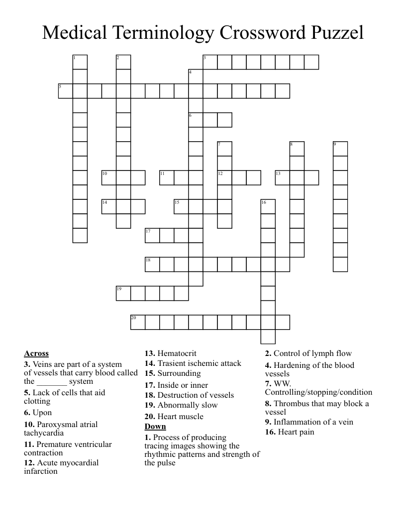 Medical Terminology Crossword Puzzel