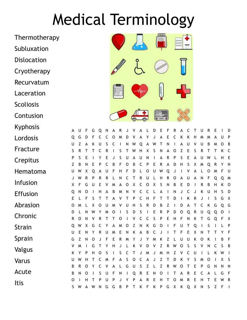 Medical Terminology  Word Search