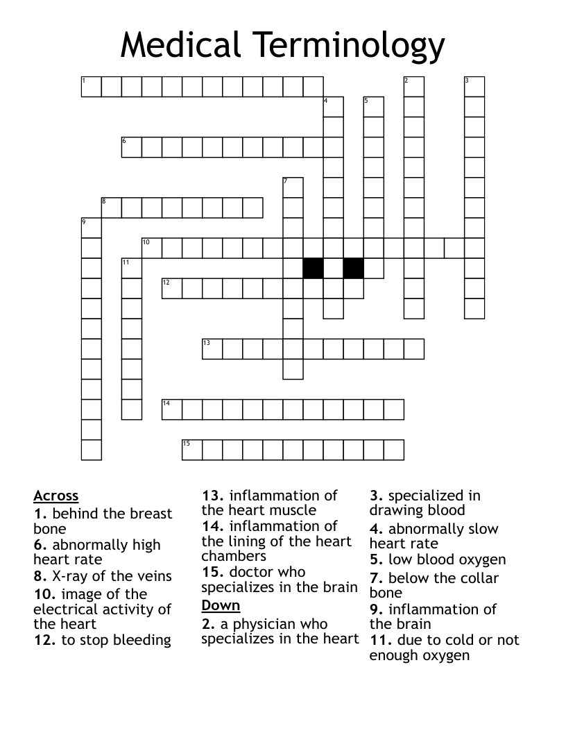 Medical Terminology  Crossword