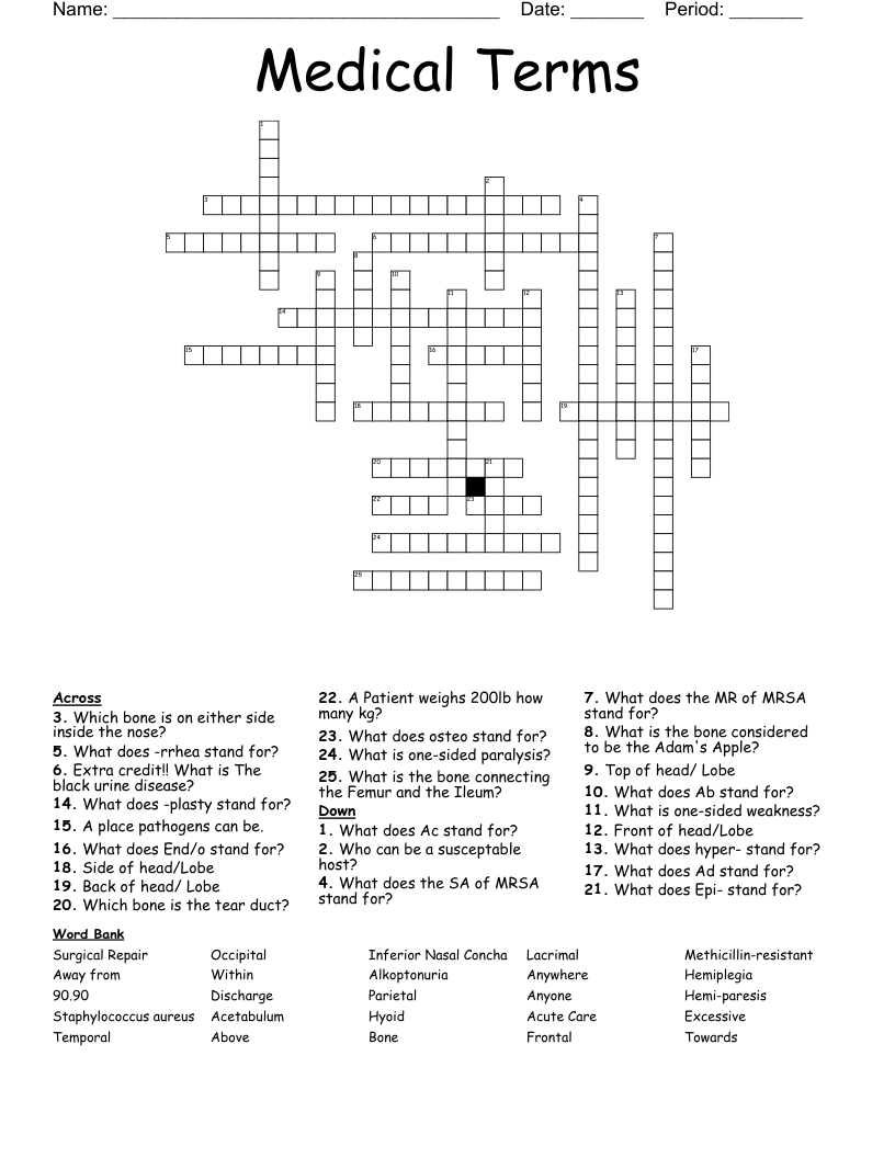 Medical Terms Crossword
