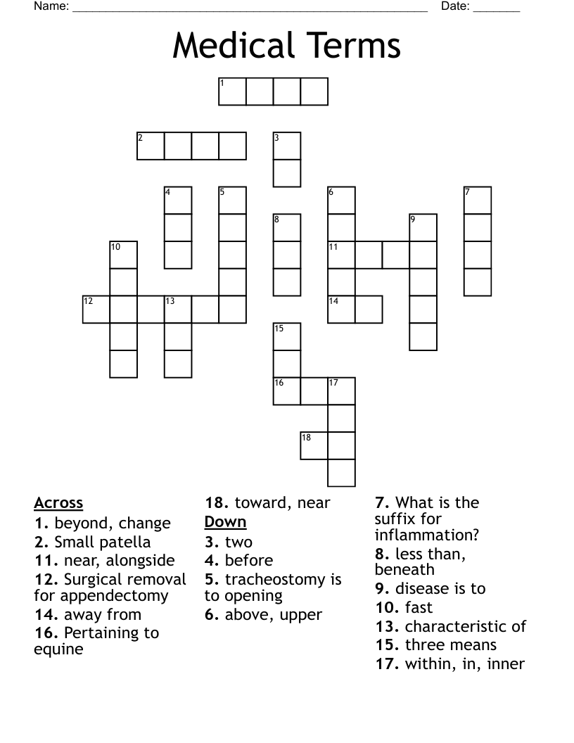 Medical Terms Crossword