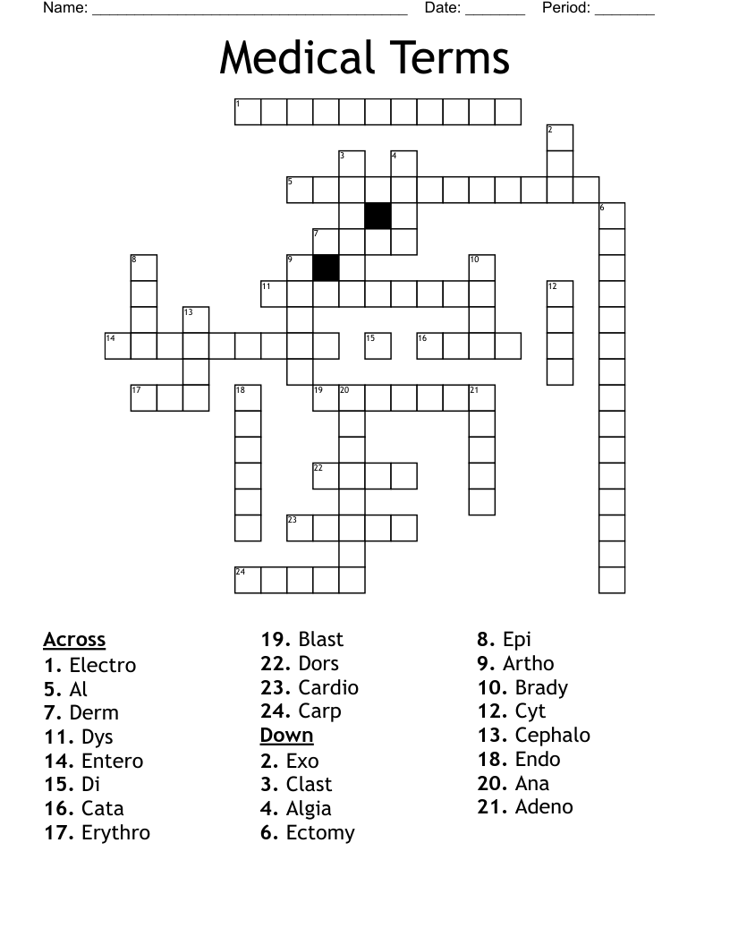 Medical Terms Crossword