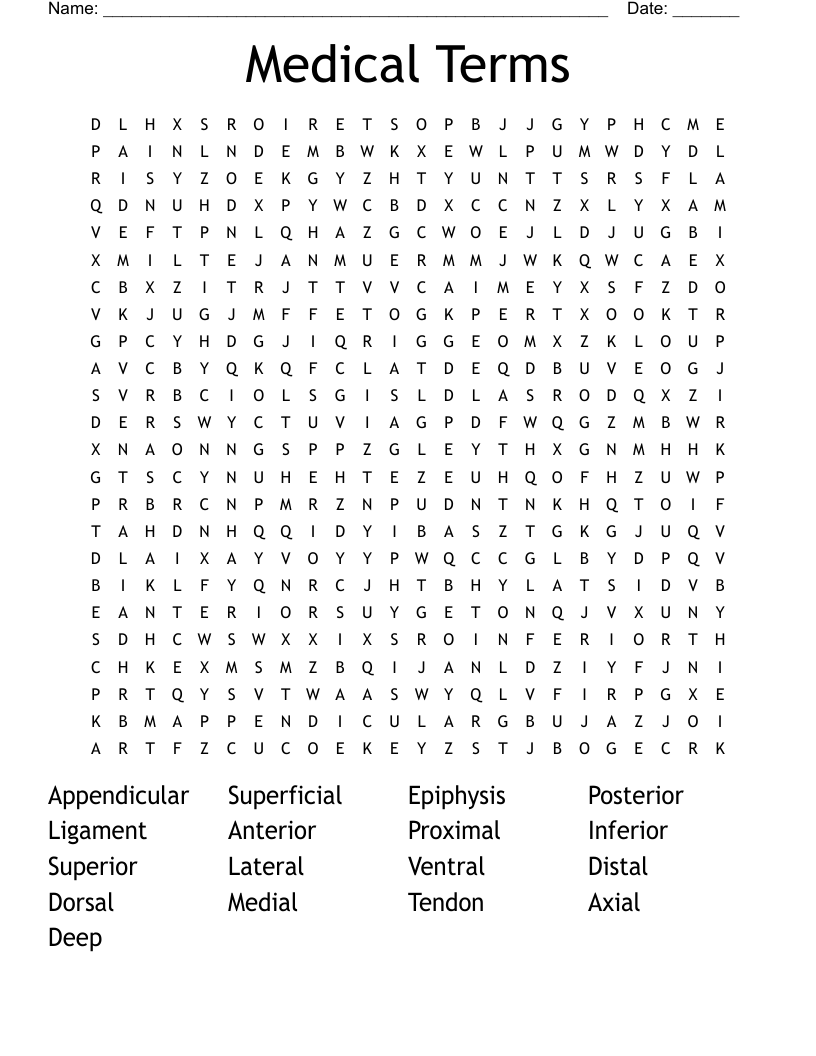 Medical Terms Word Search