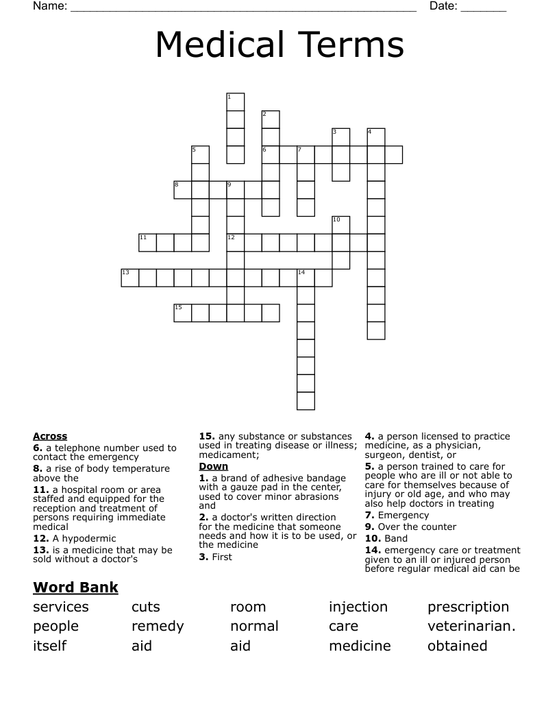 Medical Terms Crossword