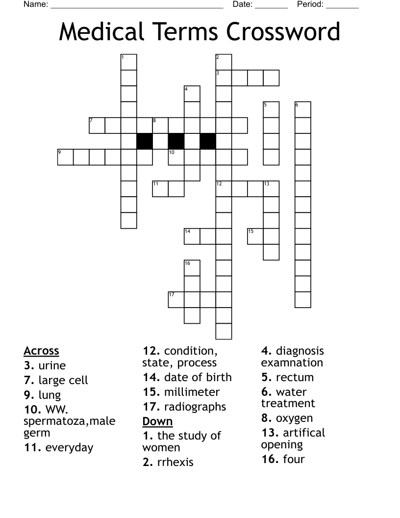 Medical Terms Crossword 