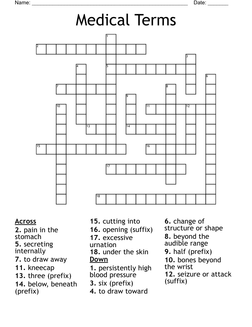 Medical Terms  Crossword