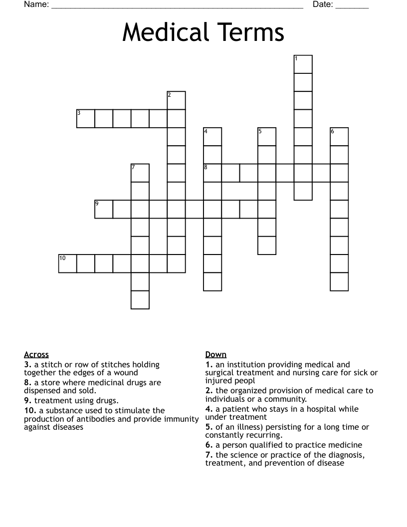 Medical Terms  Crossword