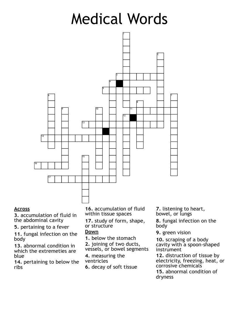 Medical Words Crossword