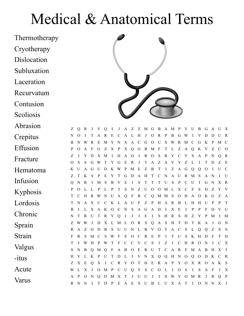Medical & Anatomical Terms Word Search
