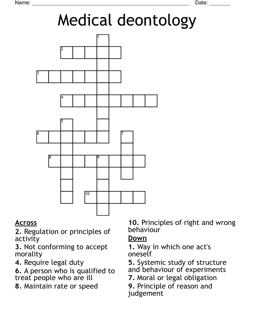 Medical deontology Crossword