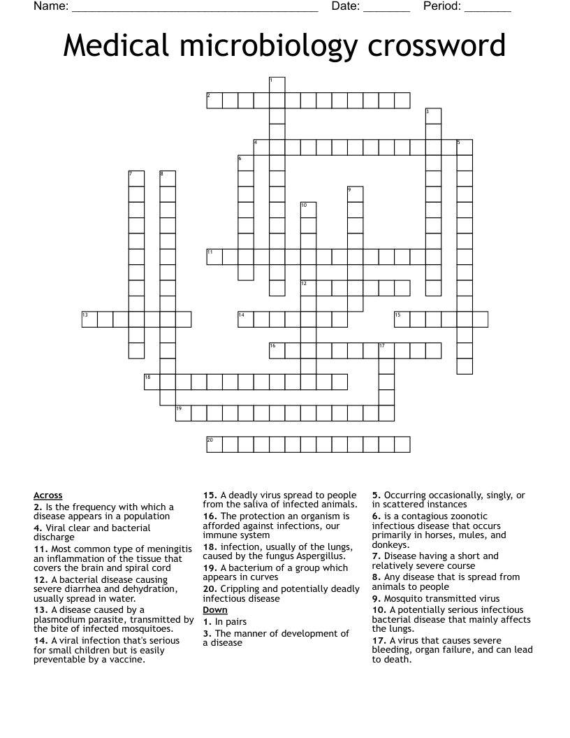 Medical microbiology crossword 