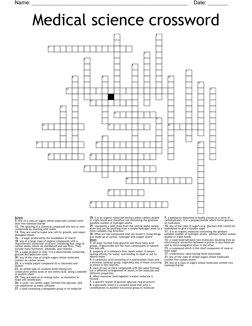 Medical science crossword