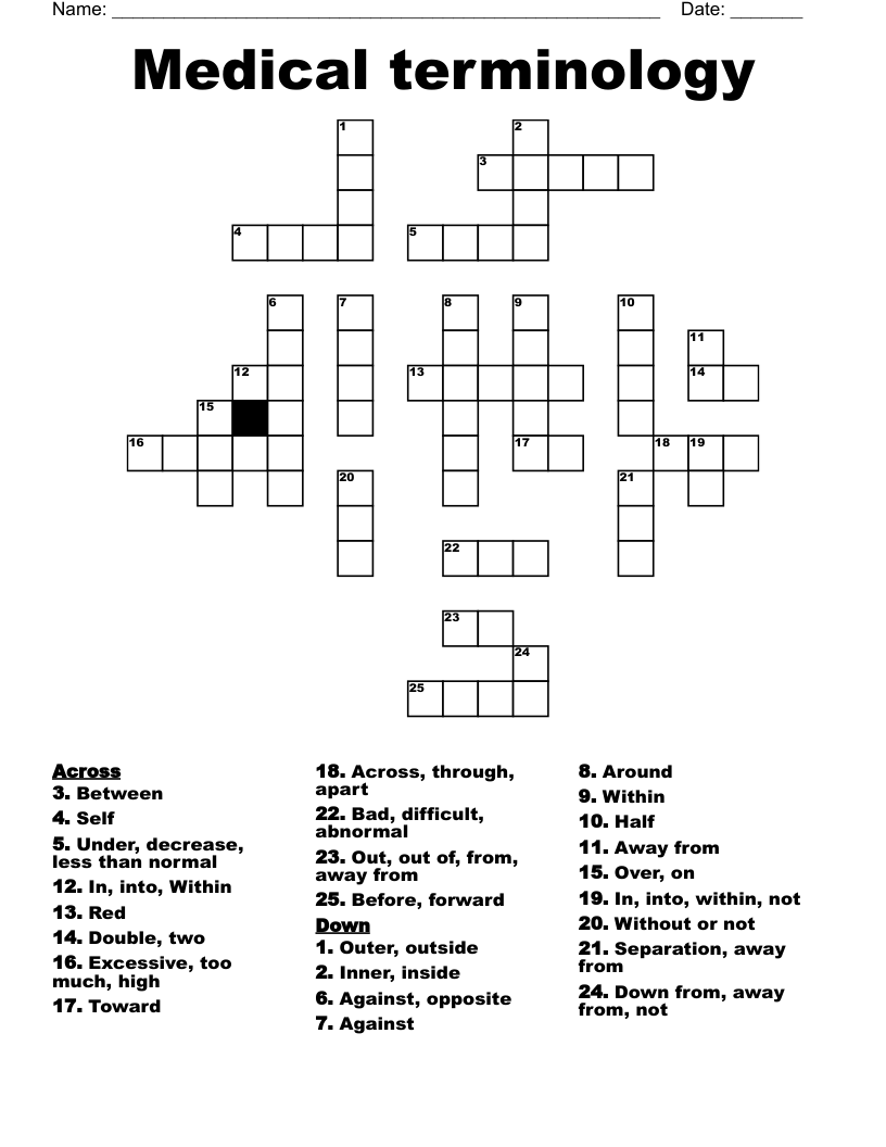 Medical terminology Crossword