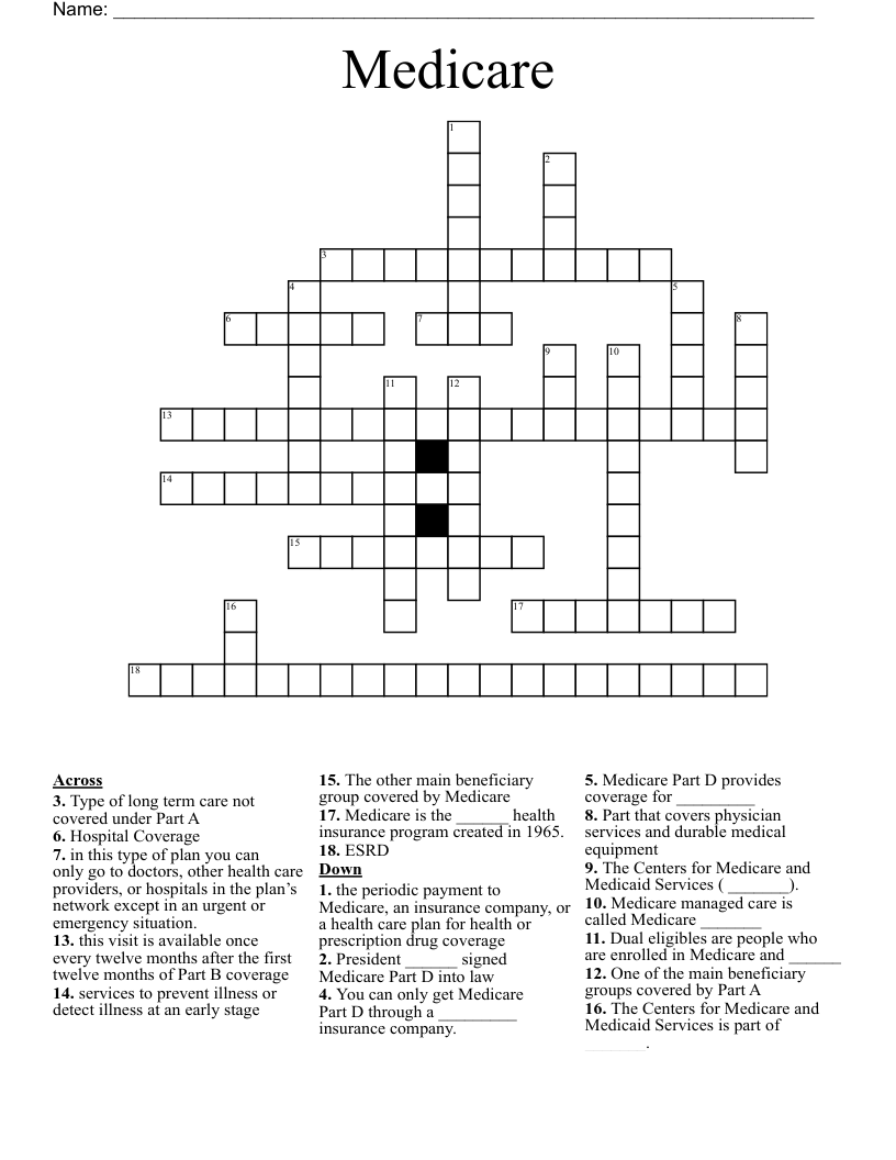 Medicare Crossword