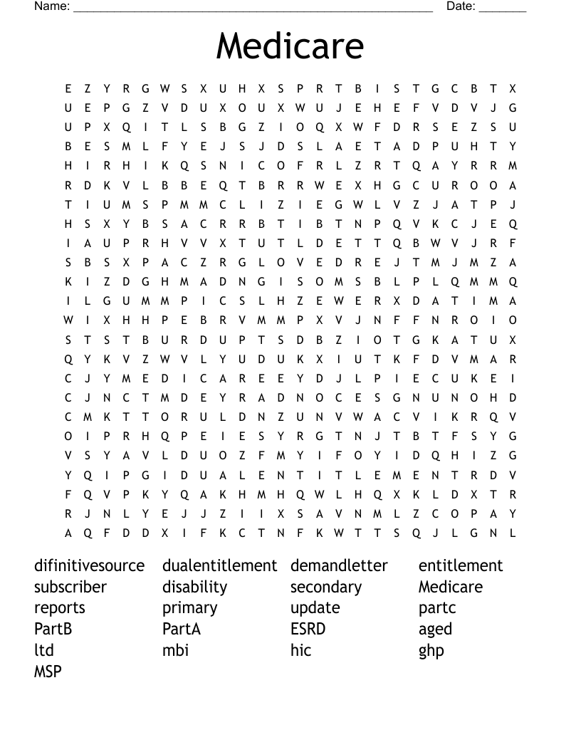 Medicare Word Search