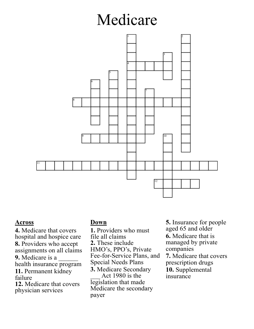 Medicare Crossword