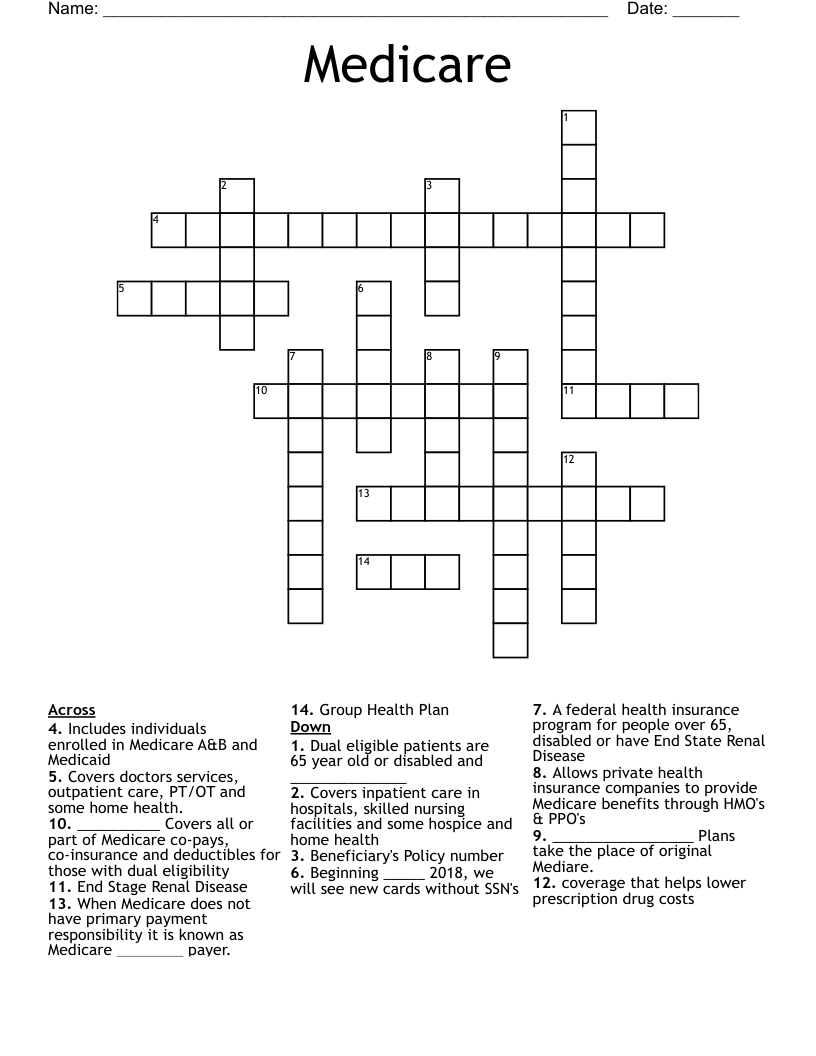 Medicare Crossword