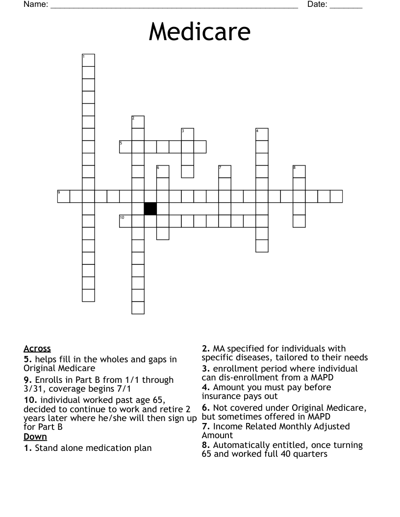 Medicare Crossword