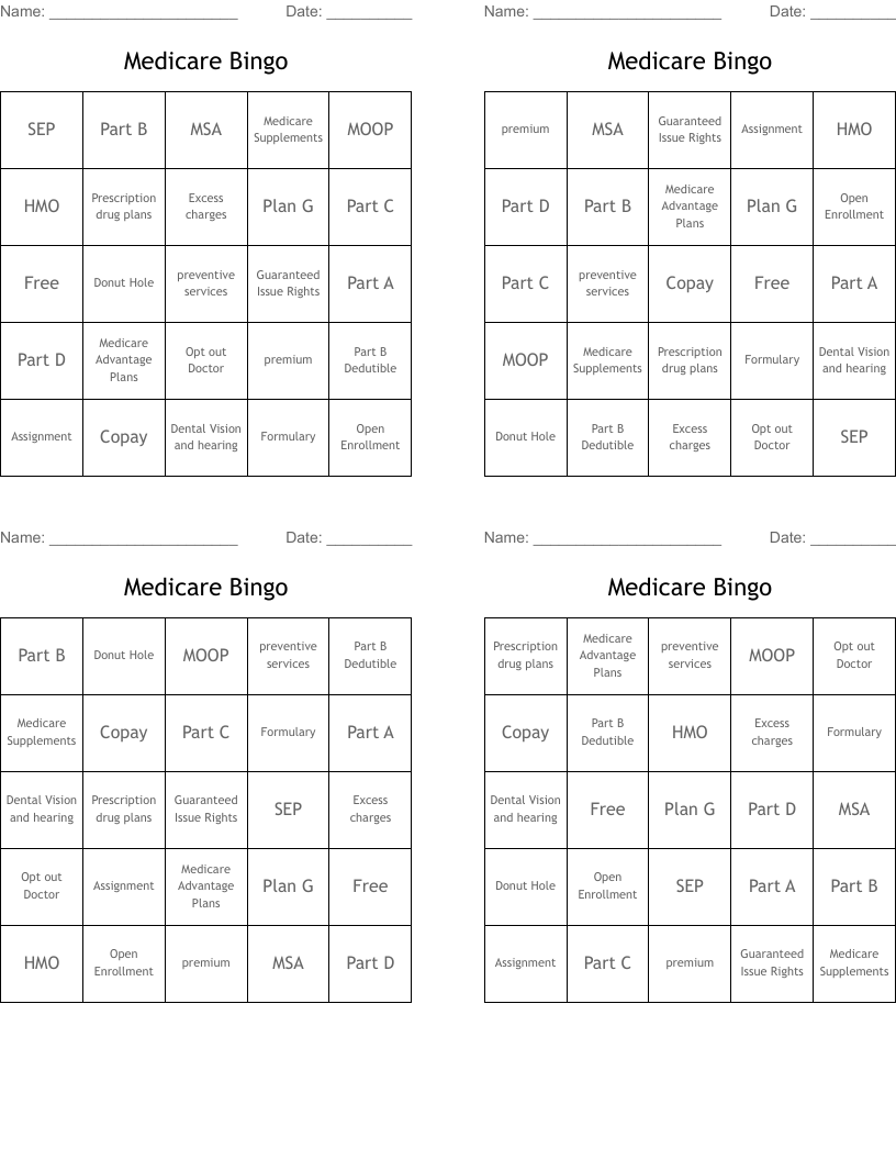 Medicare Bingo