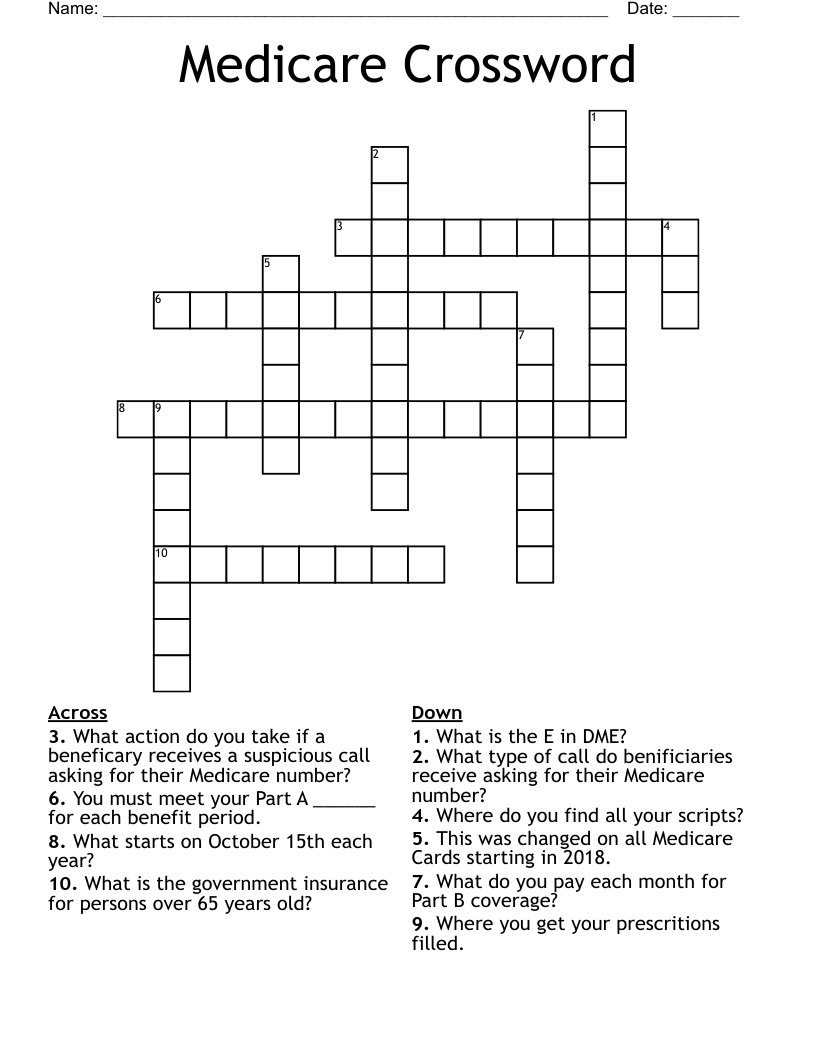 Medicare Crossword